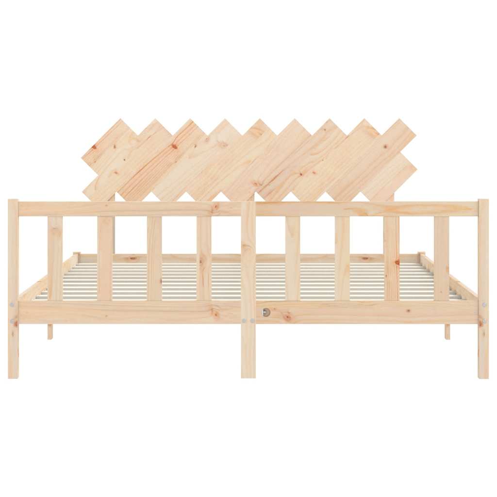 Bed Frame without Mattress Solid Wood Pine Length 200 cm Natural 180 cm