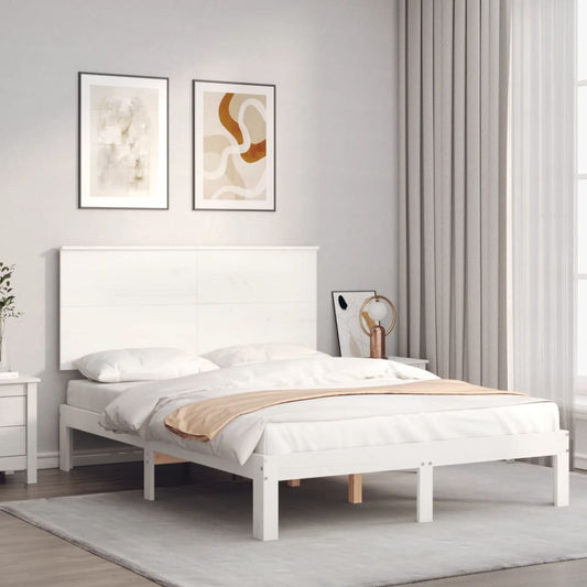 Bed Frame without Mattress Solid Wood Pine Length 200 cm White 120 cm