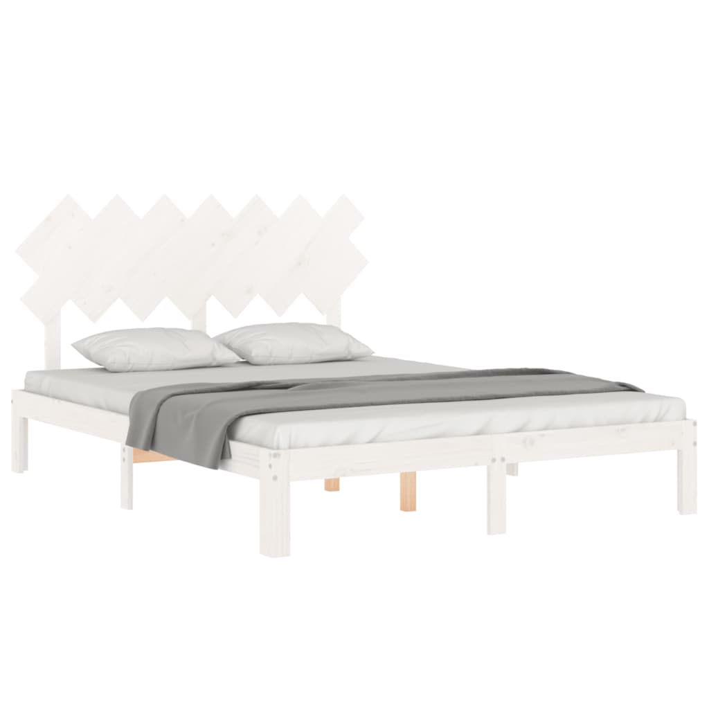 Bed Frame without Mattress Solid Wood Pine Length 190 cm White 140 cm