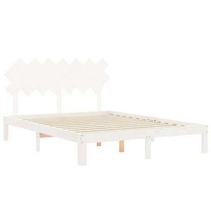 Bed Frame without Mattress Solid Wood Pine Length 190 cm White 140 cm