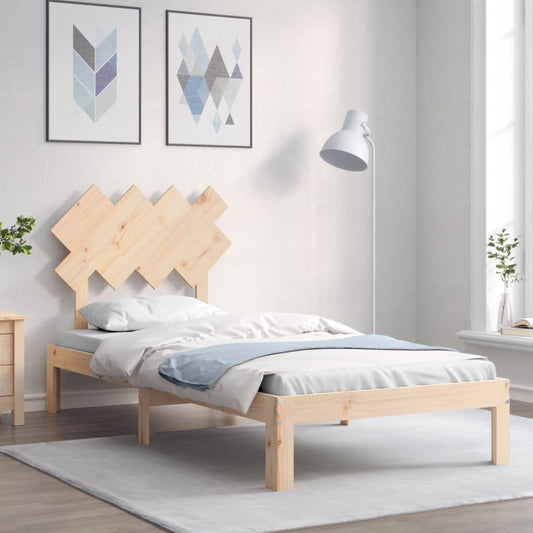 Bed Frame without Mattress Solid Wood Pine Length 200 cm Natural 90 cm