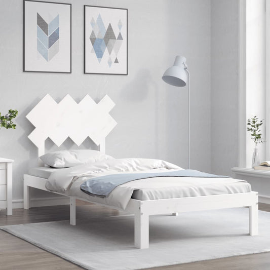 Bed Frame without Mattress Solid Wood Pine Length 200 cm White 90 cm