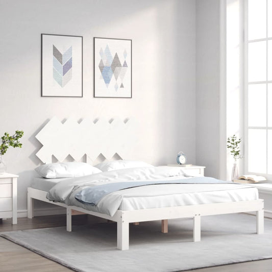 Bed Frame without Mattress Solid Wood Pine Length 200 cm White 120 cm