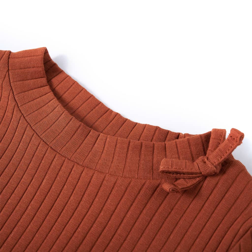 Kids' T-shirt with Long Sleeves 116 116 (5-6y) Cognac