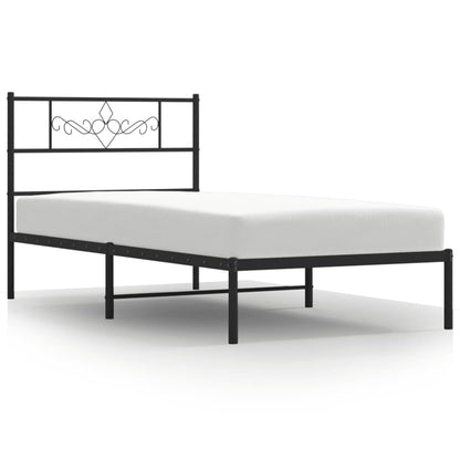 Metal Bed Frame without Mattress with Headboard Black 90 cm 200 cm