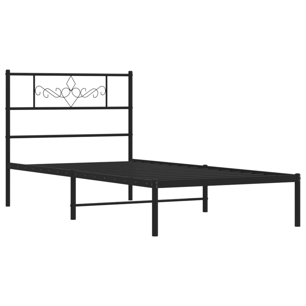 Metal Bed Frame without Mattress with Headboard Black 90 cm 200 cm