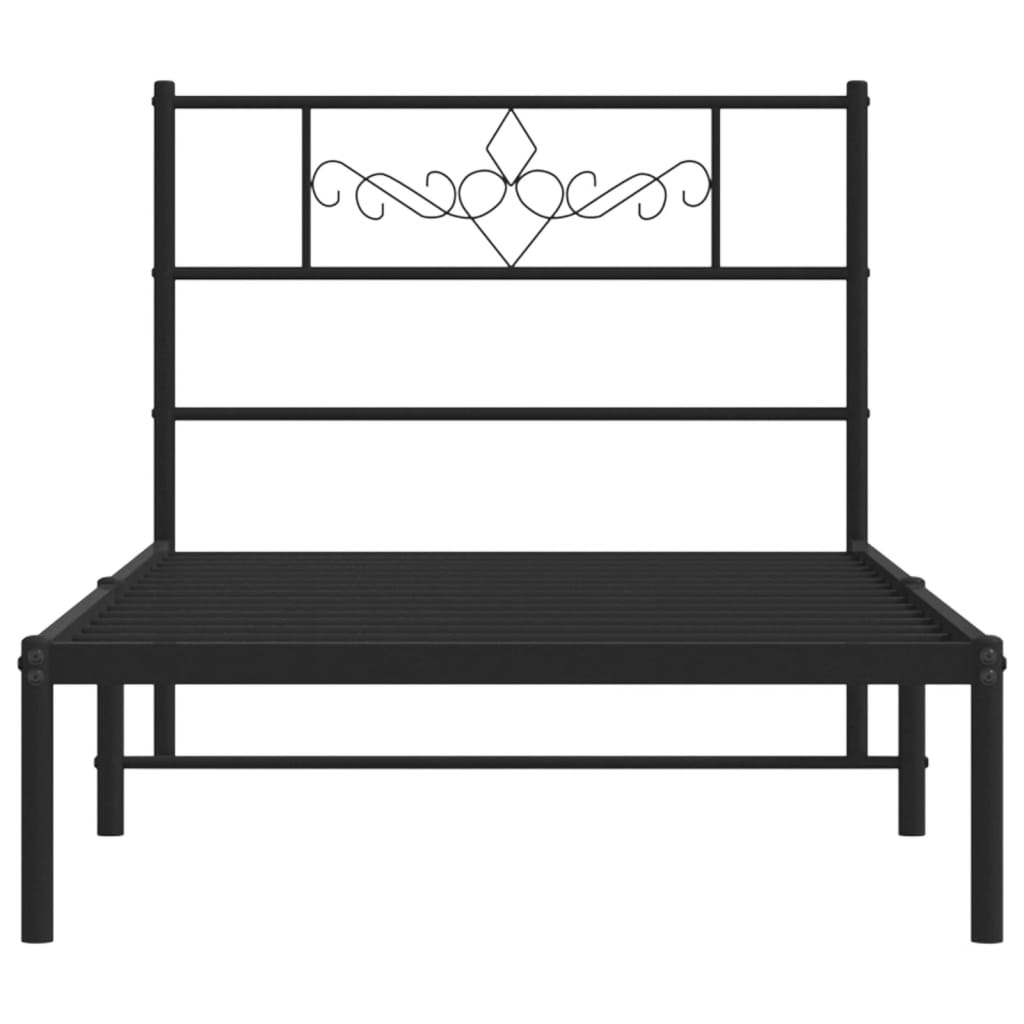 Metal Bed Frame without Mattress with Headboard Black 90 cm 200 cm