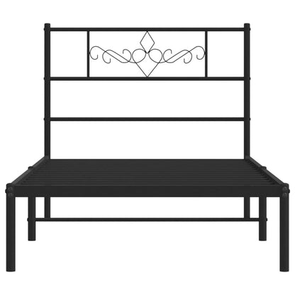 Metal Bed Frame without Mattress with Headboard Black 90 cm 200 cm