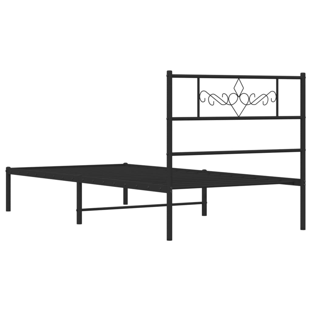 Metal Bed Frame without Mattress with Headboard Black 90 cm 200 cm