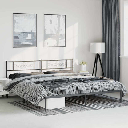 Metal Bed Frame without Mattress with Headboard Black 193 cm 203 cm