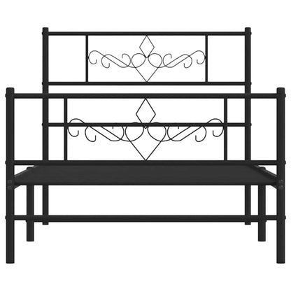 Metal Bed Frame without Mattress with Footboard with Headboard & Footboard Black 100 cm 190 cm