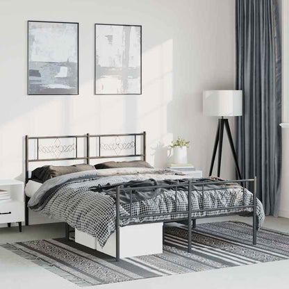 Metal Bed Frame without Mattress with Footboard with Headboard & Footboard Black 150 cm 200 cm