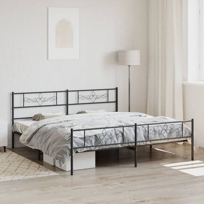 Metal Bed Frame without Mattress with Footboard with Headboard & Footboard Black 180 cm 200 cm