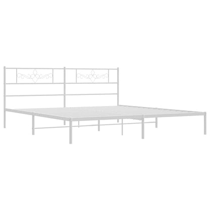 Metal Bed Frame without Mattress with Headboard White 193 cm 203 cm