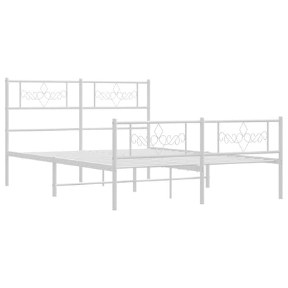 Metal Bed Frame without Mattress with Footboard with Headboard & Footboard White 150 cm 200 cm