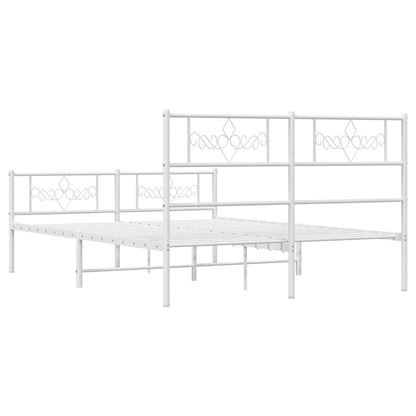 Metal Bed Frame without Mattress with Footboard with Headboard & Footboard White 150 cm 200 cm