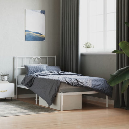 Metal Bed Frame without Mattress with Headboard White 90 cm 200 cm