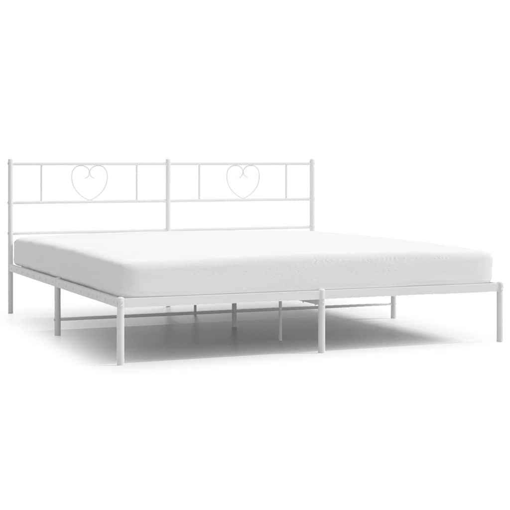 Metal Bed Frame without Mattress with Headboard White 180 cm 200 cm