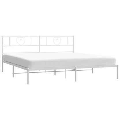 Metal Bed Frame without Mattress with Headboard White 180 cm 200 cm