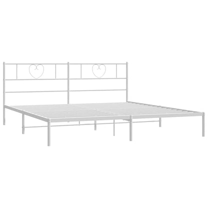 Metal Bed Frame without Mattress with Headboard White 180 cm 200 cm