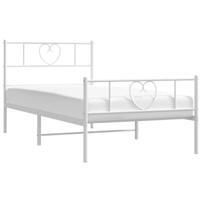Metal Bed Frame without Mattress with Footboard with Headboard & Footboard White 90 cm 200 cm