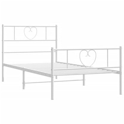 Metal Bed Frame without Mattress with Footboard with Headboard & Footboard White 90 cm 200 cm