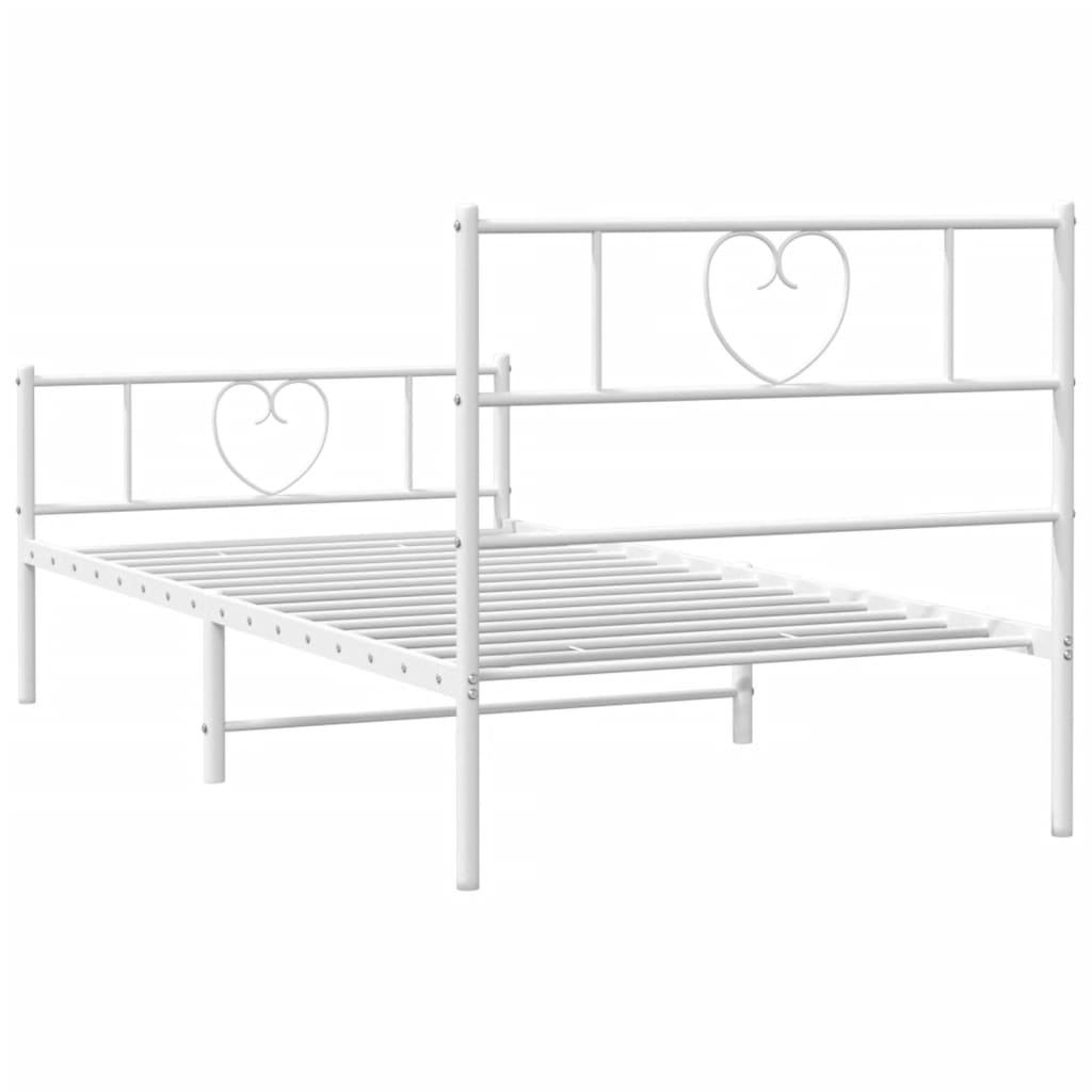 Metal Bed Frame without Mattress with Footboard with Headboard & Footboard White 90 cm 200 cm