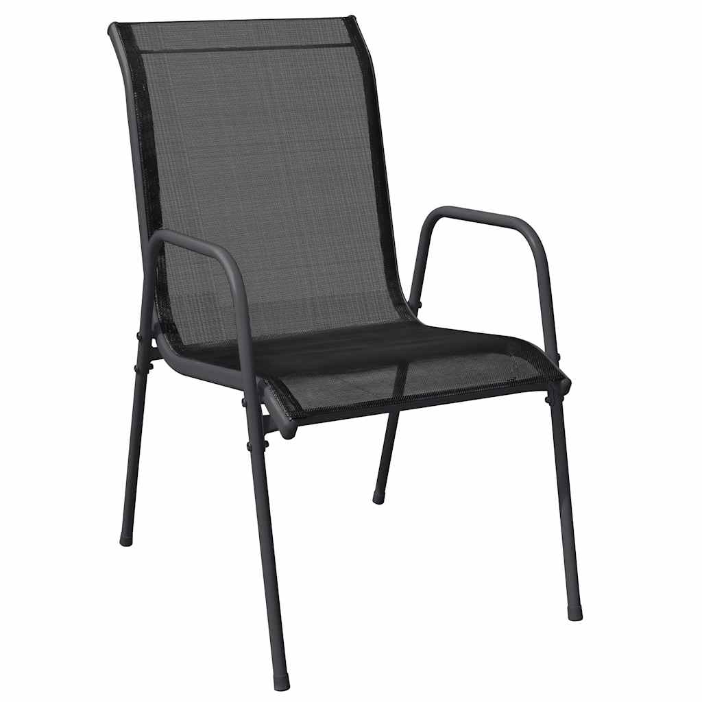 vidaXL 7 Piece Garden Dining Set Black Steel and Textilene 3