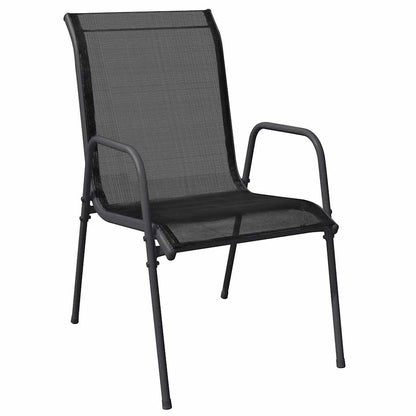vidaXL 7 Piece Garden Dining Set Black Steel and Textilene 3