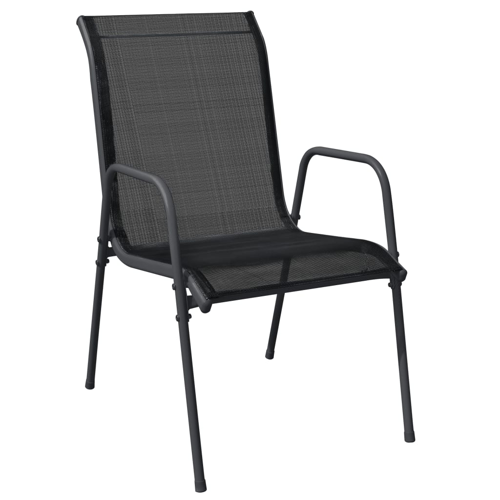 vidaXL 7 Piece Garden Dining Set Black Steel and Textilene 3