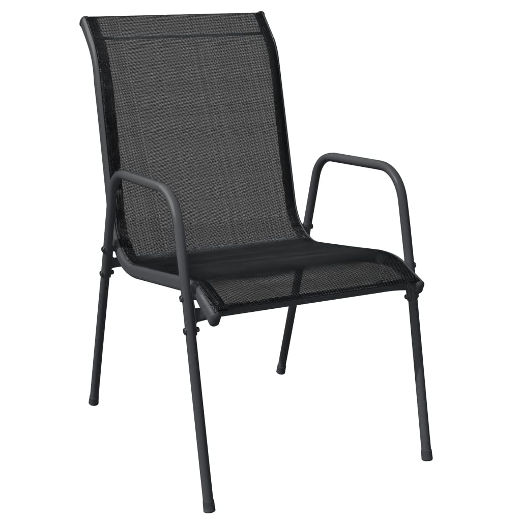 vidaXL 7 Piece Garden Dining Set Black Steel and Textilene 3
