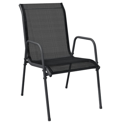 vidaXL 7 Piece Garden Dining Set Black Steel and Textilene 3