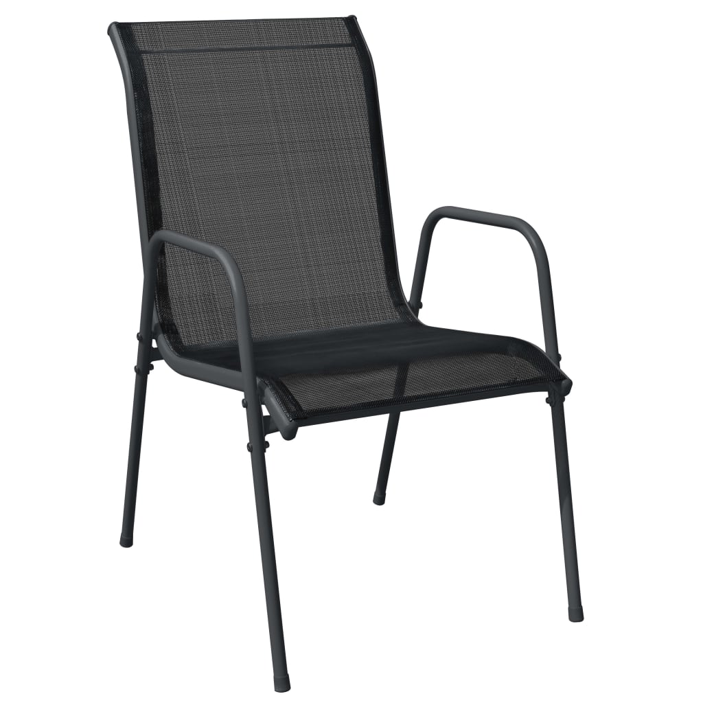 vidaXL 7 Piece Garden Dining Set Black Steel and Textilene 3
