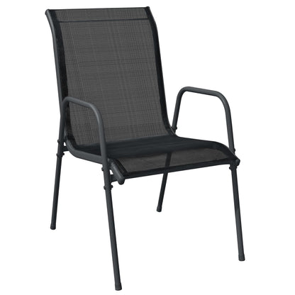 vidaXL 7 Piece Garden Dining Set Black Steel and Textilene 3
