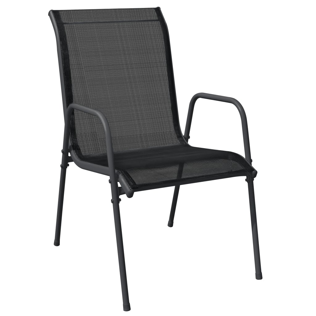 vidaXL 5 Piece Garden Dining Set Black Steel and Textilene 3