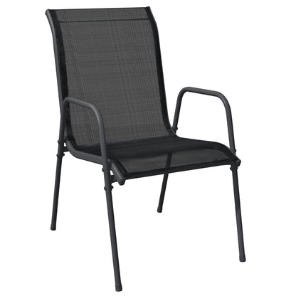 vidaXL 5 Piece Garden Dining Set Black Steel and Textilene 3