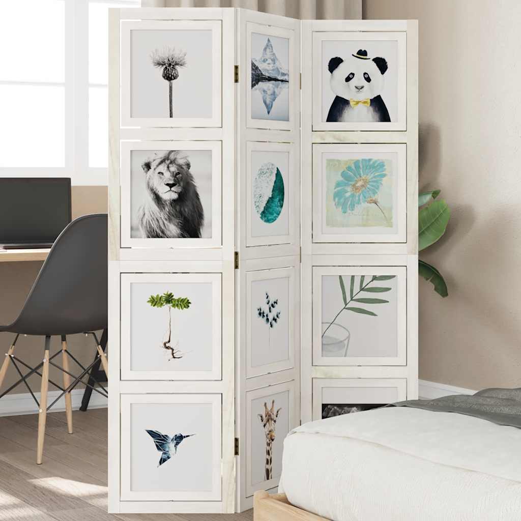 vidaXL Room Divider Panels White Solid Wood Paulownia