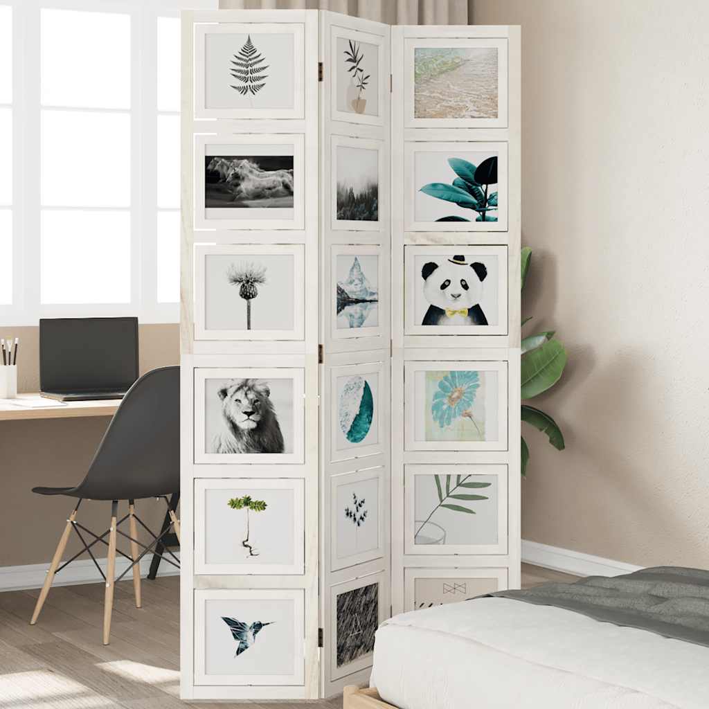 vidaXL Room Divider Panels White Solid Wood Paulownia