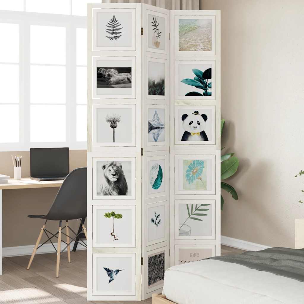 vidaXL Room Divider Panels White Solid Wood Paulownia