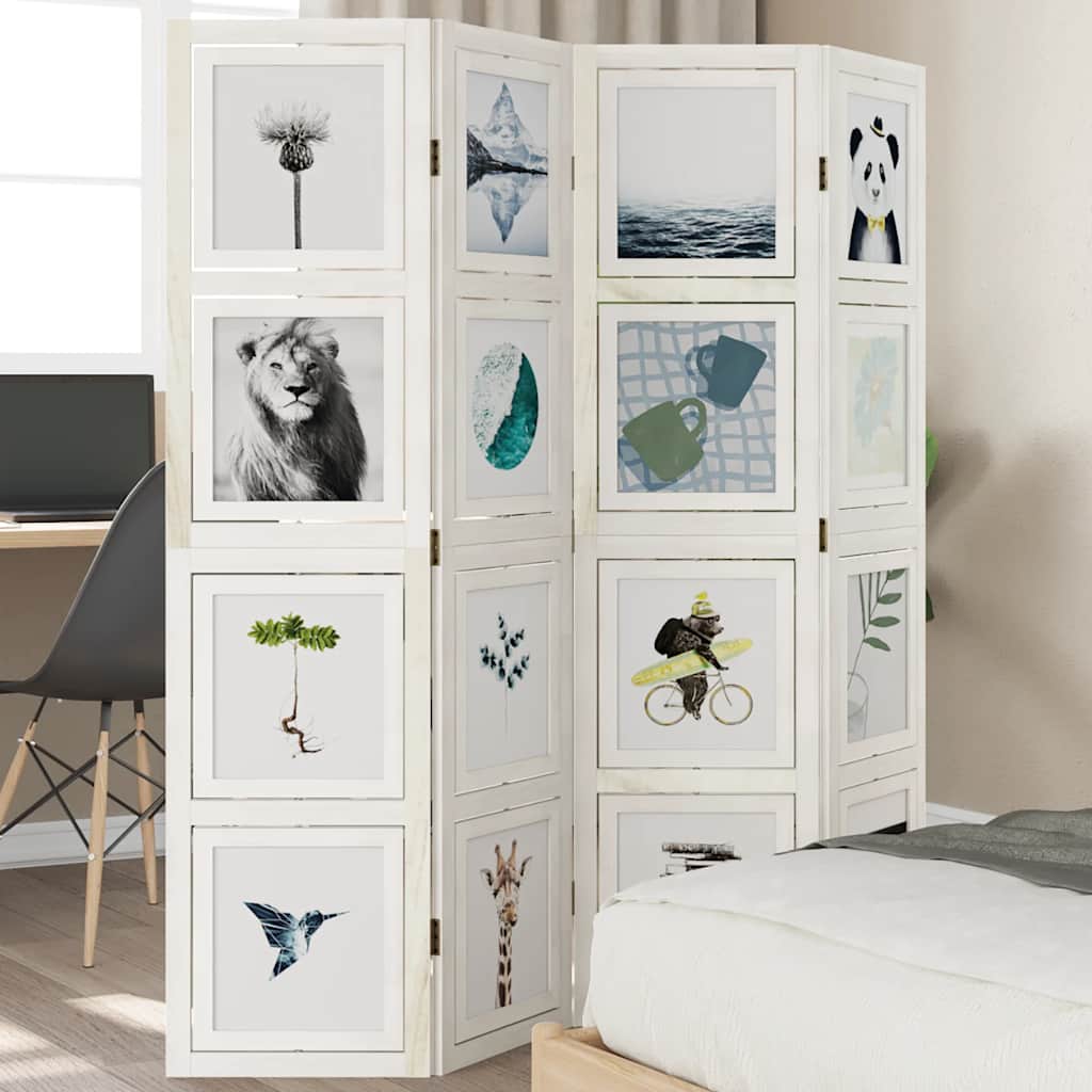vidaXL Room Divider Panels White Solid Wood Paulownia