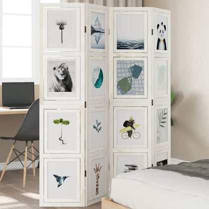 vidaXL Room Divider Panels White Solid Wood Paulownia