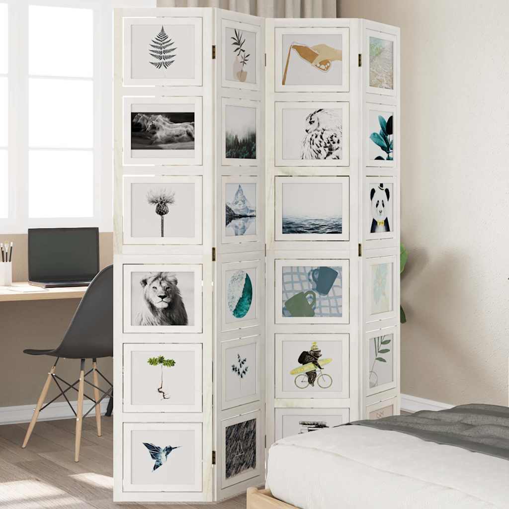 vidaXL Room Divider Panels White Solid Wood Paulownia