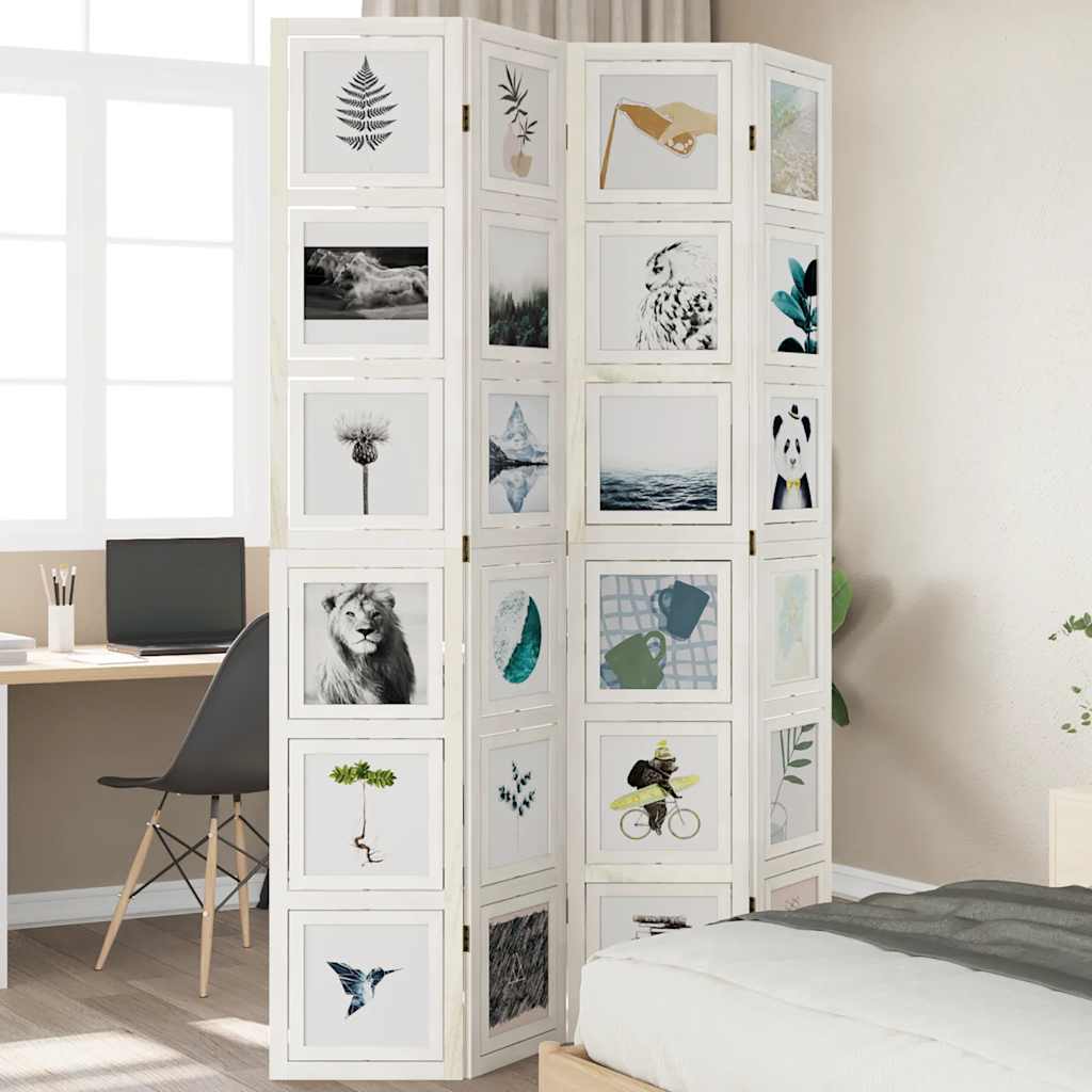 vidaXL Room Divider Panels White Solid Wood Paulownia