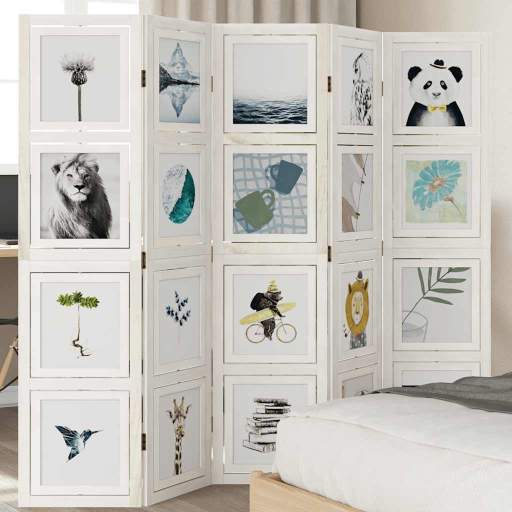 vidaXL Room Divider Panels White Solid Wood Paulownia