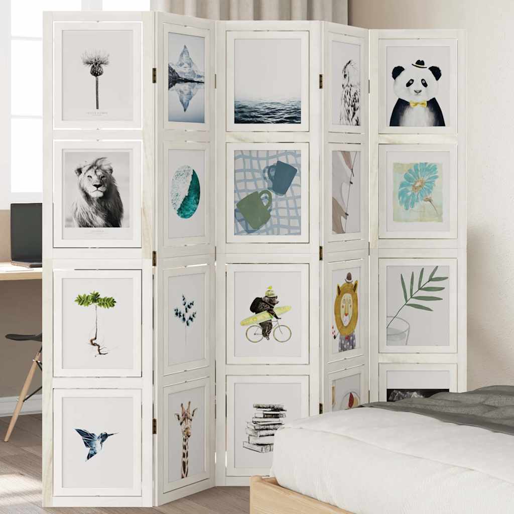vidaXL Room Divider Panels White Solid Wood Paulownia