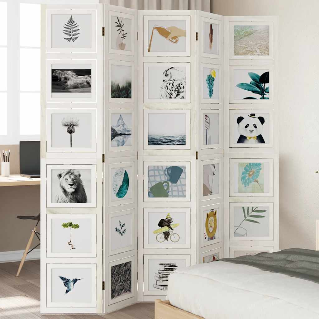 vidaXL Room Divider Panels White Solid Wood Paulownia