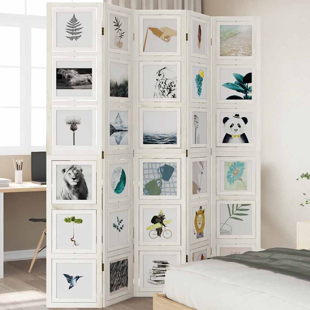 vidaXL Room Divider Panels White Solid Wood Paulownia
