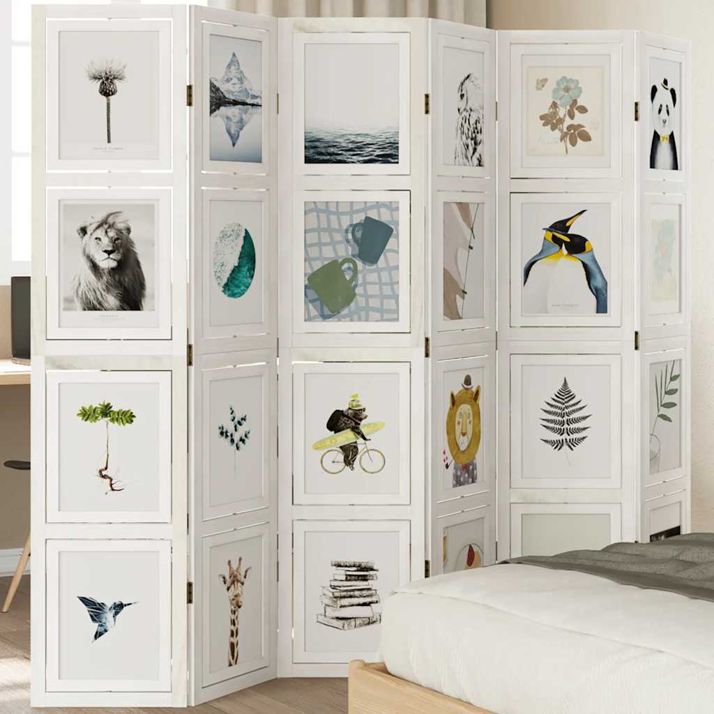 vidaXL Room Divider Panels White Solid Wood Paulownia