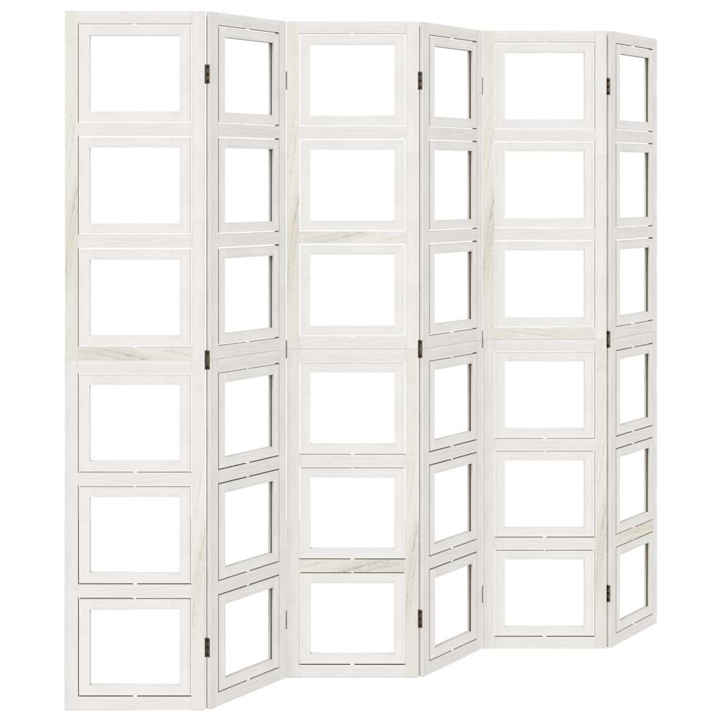 vidaXL Room Divider 6 Panels White Solid Wood Paulownia 2