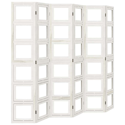 vidaXL Room Divider 6 Panels White Solid Wood Paulownia 2